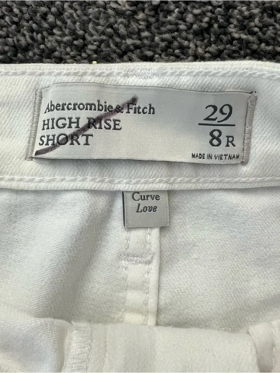 Abercrombie & Fitch White Distressed High-Rise Denim Shorts - Picture 4 of 8